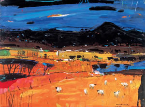 A Painting showing the Black Cuillin (mountaints) on The Scottish Island of Skye, by Hamish MacDonald