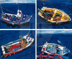 Collection of 4 small boat prints